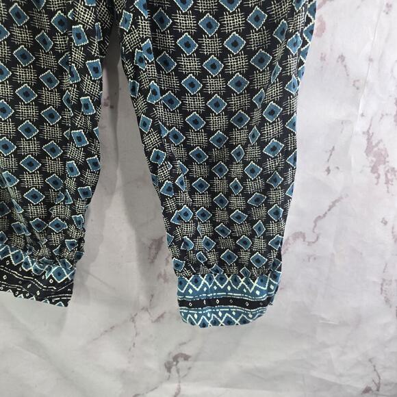 By Anthropologie Pants Womens Small Blue High Rise Pull On Crop Capri Diamond - Picture 4 of 10